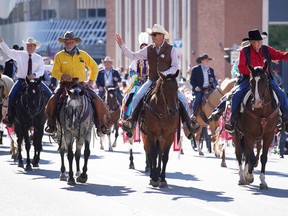 Actor Kevin Costner leads the Stampede parade as the parade marshal during the first day of the annual Calgary Stampede in Calgary, Alberta, Canada July 8, 2022. REUTERS/Todd Korol