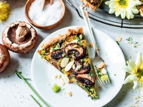 Mushroom and spinach quiche from The Two Spoons Cookbook
