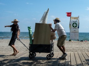 Toronto’s Kew-Balmy Beach was closed to swimming due to a high E.coli count, Wednesday July 20, 2022. [Photo Peter J. Thompson/National Post]