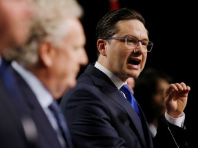 Pierre Poilievre speaks during a Conservative leadership debate at the Canada Strong and Free Networking Conference in Ottawa, May 5, 2022.