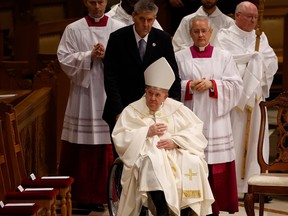 Papst Franziskus kommt am Nationalheiligtum von Sainte-Anne-de-Beaupre an, um am 28. Juli 2022 in Sainte-Anne-de-Beaupre, Kanada, eine Messe zu feiern.
