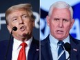 Former U.S. President Donald Trump speaks at the America First Agenda Summit in Washington, on July 26, 2022, while former Vice President Mike Pence speaks at the National Conservative Student Conference in Washington on the same night.