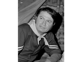 FILE - In this Dec. 2, 1966, file photo, actor Larry Storch, one of the co-stars of "F Troop", poses during the filming of an episode at the Warner Brothers studio in Los Angeles. Storch, the rubber-faced comic whose long career in theater, movies and television was capped by his role as "F Troop's" zany Cpl. Agarn in the 1960s spoof of Western frontier shows, died Friday in New York. He was 99.