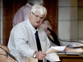 FILE - Former Neb. Sen. Mike Groene of North Platte speaks in Lincoln, Neb., on Feb. 19, 2020. Nebraska's attorney general said he will not file criminal charges against fellow Republican and former state lawmaker Mike Groene over photos the ex-lawmaker surreptitiously took of a woman on his staff. There is not enough information from the results of a Nebraska State Patrol investigation to warrant criminal charges against Groene, a spokeswoman for Nebraska Attorney General Doug Peterson said, Thursday, July 21, 2022.