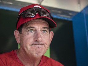 Philadelphia Phillies interim manager Rob Thomson is photographed during a press conference ahead of interleague MLB action against the Toronto Blue Jays, in Toronto, on Tuesday, July 12, 2022.