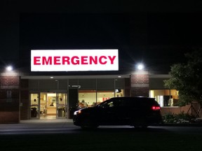 The emergency room entrance is shown at the Northumberland Hills Hospital in Cobourg, Ont. on Sept. 21, 2021.
