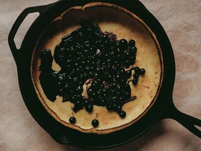 Dutch baby with stewed rosemary blueberries