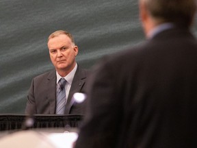 Chief Supt. Darren Campbell is questioned by lawyer Robert Pineo at the Mass Casualty Commission inquiry into the mass murders in rural Nova Scotia on April 18/19, 2020, in Halifax on Tuesday, July 26, 2022. Gabriel Wortman, dressed as an RCMP officer and driving a replica police cruiser, murdered 22 people.