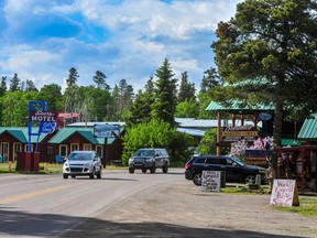 This 2019 photo shows a street in the village of East Glacier Park, Mont. Authorities said a man drove his pickup into a family as they walked through the tourist village on Sunday, July 17, 2022, then shot and killed an 18-month-old girl and her father before the toddler's aunt killed the assailant.