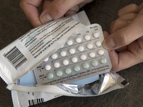FILE - A one-month dosage of hormonal birth control pills is displayed in Sacramento, Calif., Aug. 26, 2016. A drug company is seeking U.S. approval for the first-ever birth control pill that women could buy without a prescription. The request from a French drugmaker sets up a high-stakes decision for the Food and Drug Administration amid the political fallout from the Supreme Court's recent decision overturning Roe v. Wade.