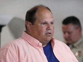 FILE - Former lottery computer programmer Eddie Tipton speaks during his sentencing hearing, Tuesday, Aug. 22, 2017, at the Polk County Courthouse in Des Moines, Iowa. Tipton, convicted in a scheme to rig computers to win jackpots for himself, friends and family, has been paroled after serving more than five years in an Iowa prison. Tipton, 59, was released from prison Friday, July 15, 2022, according to online prisoner records.