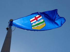 Alberta's provincial flag flies in Ottawa, Monday July 6, 2020. THE CANADIAN PRESS/Adrian Wyld