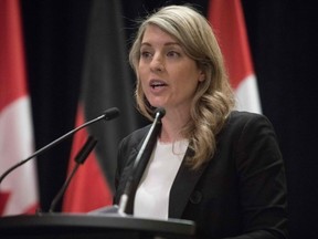 Canadian Foreign Minister Mélanie Joly speaks during a press conference at the Centre Sheraton in Montreal, Quebec, Canada, on August 3, 2022, during a diplomatic visit from her German counterpart Annalena Baerbock.