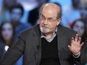 In this file photo taken on November 16, 2012, British author Salman Rushdie takes part in the TV show 