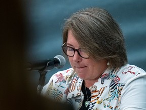 RCMP Commissioner Brenda Lucki testifies on Aug. 24, 2022, at the Mass Casualty Commission inquiry into the mass murders in rural Nova Scotia of April 18/19, 2020, when 22 were killed.