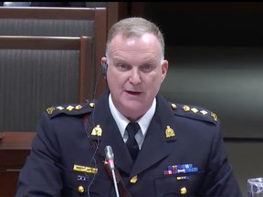 RCMP Supt. Darren Campbell testifies before the House of Commons public safety committee on August 16, 2022.