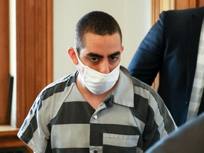 Hadi Matar appears in court on charges of attempted murder and assault on author Salman Rushdie, in Mayville, New York, August 18, 2022.