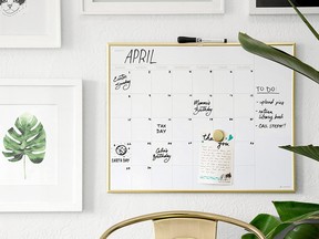Keep schedules organized with a family calendar and bulletin board. U Brands Magnetic Monthly Calendar Dry Erase Board, $38, Amazon.ca