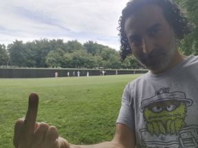 Laith Marouf outside the Vietnam Veterans Memorial in a photo he posted to social media while employed as a Government of Canada “anti-racism” coordinator. In an accompanying caption, Marouf expresses his wish that the memorial (which contains the names of more than 7,000 Black soldiers killed in the conflict) should contain “millions” more names.