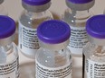 Vials of the Pfizer-BioNTech Covid-19 vaccine. The CEO of Pfizer has tested positive for COVID