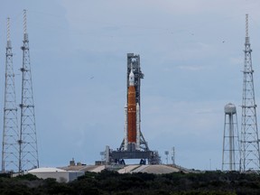 NASA's next-generation Moon rocket, the Space Launch System, with the Orion spacecraft attached, is set to launch the Artemis 1 mission at Cape Canaveral, Fla., on Aug. 28, 2022.