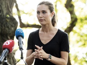 Finland's Prime Minister Sanna Marin holds a news conference after videos of her partying leaked into social media and sparked criticism earlier this week, in Helsinki, Finland, August 19, 2022. Marin admitted there could be more embarrassing images to come.
