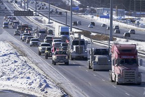 So, roughly twice the vehicles pictured here, since this convoy is primarily composed of pickup trucks with lower fuel mileage.