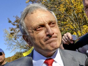 FILE - Carl Paladino listens during a media briefing, Oct. 31, 2010, in Old Bethpage, N.Y. Paladino, Republican candidate for Congress in New York, said in an interview on Saturday, Aug. 13, 2022 that U.S. Attorney General Merrick Garland "should be executed," before later clarifying that he wasn't being serious.