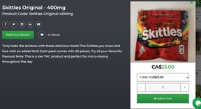Cannabis-infundierte gefälschte Skittles zum Online-Verkauf,