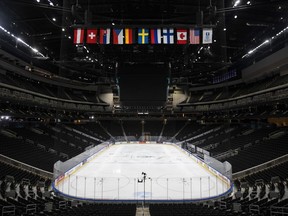 Rogers Place arena sits empty after the cancellation of the IIHF World Junior Hockey Championship in Edmonton on Wednesday, Dec. 29, 2021.