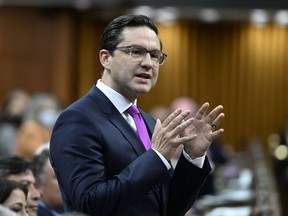 Conservative MP Pierre Poilievre rises during Question Period in the House of Commons on Parliament Hill in Ottawa on Wednesday, June 15, 2022. The Ontario MP remains the heavy favourite to be the next Conservative Party leader.THE CANADIAN PRESS/Justin Tang