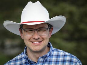 Pierre Poilievre, Conservative Party leadership candidate, attends a party barbecue in Calgary, Alta., Saturday, July 9, 2022.