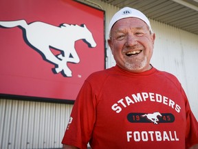 Calgary Stampeders' trainer George Hopkins, who is in his 51st year with the CFL team, pauses for a portrait in Calgary, Monday, July 11, 2022.THE CANADIAN PRESS/Jeff McIntosh