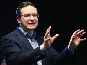 Pierre Poilievre, contender for the leadership of the federal Conservative party speaks at a rally in Charlottetown P.E.I., Saturday, August 20, 2022.