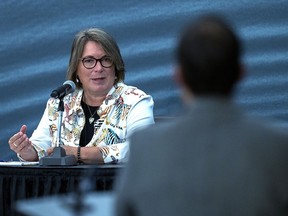 RCMP Commissioner Brenda Lucki testifies at the Mass Casualty Commission inquiry into the mass murders in rural Nova Scotia on April 18/19, 2020, in Halifax on Wednesday, Aug. 24, 2022. Gabriel Wortman, dressed as an RCMP officer and driving a replica police cruiser, murdered 22 people.