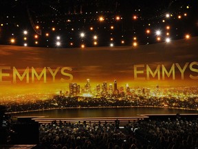 FILE - This Sept. 22, 2019 file photo shows a view of the stage at the 71st Primetime Emmy Awards in Los Angeles. The 74th Primetime Emmy Awards are set for Monday, Sept. 12, at the Microsoft Theatre in Los Angeles. The roughly three-hour ceremony will begin at 8 p.m. EDT and air live on NBC and, for free, on the streaming service Peacock.
