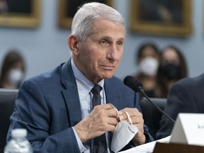 FILE - Dr. Anthony Fauci, director of the National Institute of Allergy and Infectious Diseases, testifies to a House Committee on Appropriations subcommittee on Labor, Health and Human Services, Education, and Related Agencies hearing, about the budget request for the National Institutes of Health, Wednesday, May 11, 2022, on Capitol Hill in Washington. A West Virginia man was sentenced Thursday, Aug. 4, 2022, to three years in federal prison after sending emails that threatened Fauci and other health officials for talking about the coronavirus and efforts to prevent it from spreading.