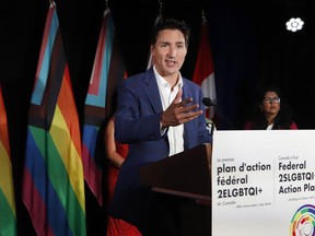 Prime Minister Justin Trudeau announces federal funding for LGBTQ communities in Ottawa on Sunday, August 28, 2022.