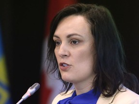 Ukraine's Ambassador to Canada Yulia Kovaliv speaks at an event to announce 600 internships for Ukrainian students affected by the Russian invasion in Ottawa on Tuesday, June 7, 2022.