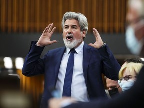 Minister of Canadian Heritage Pablo Rodriguez speaks during Question Period in the House of Commons on Parliament Hill in Ottawa on Thursday May 19, 2022.