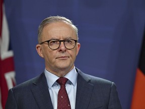 Australian Prime Minister Anthony Albanese speaks at a press conference in Sydney, Friday 26 August 2022. Albanese announced that former High Court Judge Virginia Bell will announce the results of his investigation into the secret power of former Prime Minister Scott Morrison on 25 November. grab.