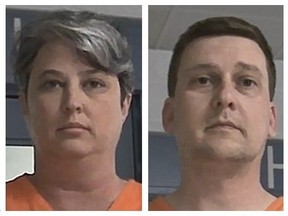 FILE - These booking photos released Oct. 9, 2021, by the West Virginia Regional Jail and Correctional Facility Authority show Jonathan Toebbe and his wife, Diana Toebbe. (West Virginia Regional Jail and Correctional Facility Authority via AP, File)