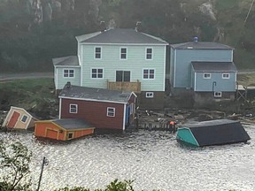 This handout image provided by Pauline Billard on September 25, 2022, shows damage caused by Hurricane Fiona in Rose Blanche-Harbour le Cou, Newfoundland and Labrador, Canada. Parts of eastern Canada suffered “immense” devastation, officials said Sunday after powerful storm Fiona swept houses into the sea and caused major power outages, as the Caribbean and Florida braced for intensifying Tropical Storm Ian.