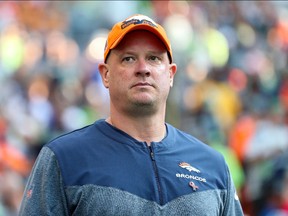 Head coach Nathaniel Hackett of the Denver Broncos looks on against the Seattle Seahawks at Lumen Field on Sept. 12, 2022 in Seattle, Washington.