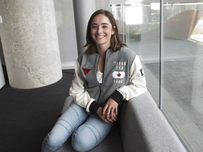 Figure skater Kaetlyn Osmond poses for a photo at the Entertainment One office in Toronto, Tuesday, July, 10, 2018. Four years after retiring from competition, the world figure skating champion says she's just now starting to find her feet as a former athlete.
