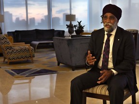 Canadian Minister of International Development Harjit Sajjan, speaks during an interview with The Associated Press, at the Canadian ambassador residence, in Beirut, Lebanon, Wednesday, Aug. 17, 2022. Sajjan says Ottawa will match more donations for those suffering from flooding in Pakistan.