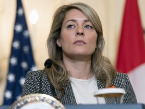 Canada's Foreign Minister Melanie Joly attends a news conference with Secretary of State Antony Blinken, Friday, Sept. 30, 2022, at the State Department in Washington.