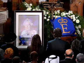 A portrait of Queen Elizabeth is seen prior to commemorative ceremonies at Christ Church Cathedral, in Ottawa, on Sept. 19.