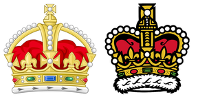 Diese beiden heraldischen Kronen mögen genau gleich aussehen, aber es gibt einen ganz kleinen Unterschied im Bogen.  Die rechte ist die St. Edward's Crown, die derzeit auf den Logos kanadischer Regierungsbehörden zu sehen ist, von der Ontario Provincial Police über die RCAF bis hin zur Canadian Border Services Agency und der RCMP.  Es besteht jedoch eine geringe Chance, dass König Charles III die Tudor-Krone auf der rechten Seite als sein persönliches Symbol übernehmen könnte, was bedeutet, dass all diese kanadischen Logos geändert werden müssten.