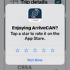 This prompt, which shows up while users are inputting their ArriveCAN details, requires only a single click on one of the stars for a “rating” to be registered.